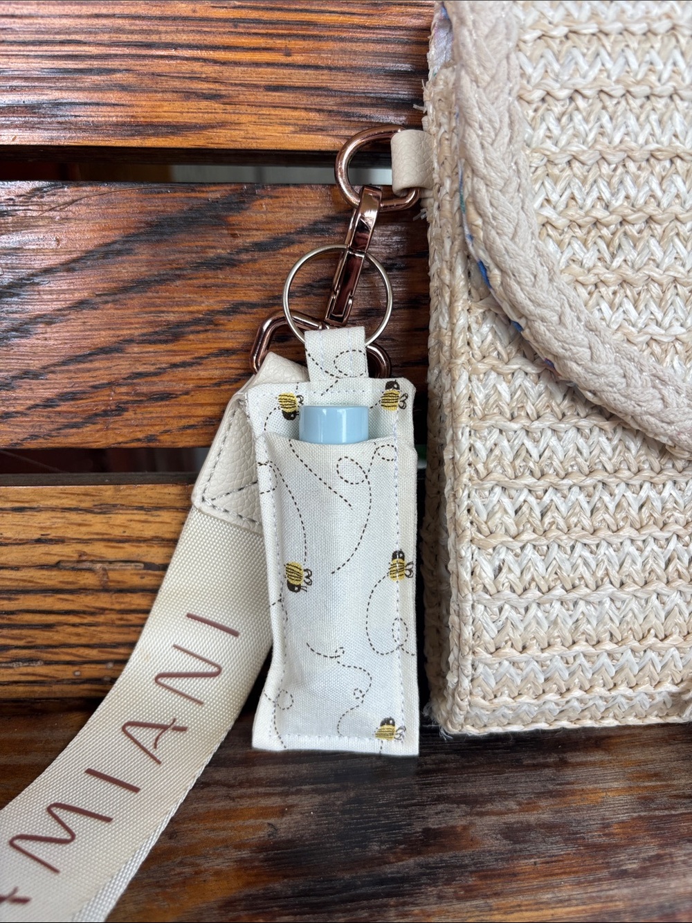 Bee Keychain Chapstick Holder